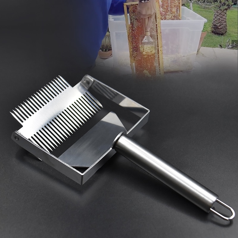 Beekeeping Tools Honey Scraper Fork Wooden handle Stainless Steel Uncapping Forks Beekeeper BeeHive Bee Honey Tool