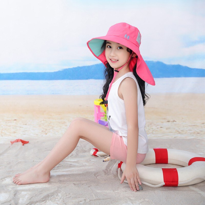 2021Wide Brim Children Sun Hat Kids Bucket Cap Summer Beach Girls Travel Outdoor Cute Casual Sun Hats