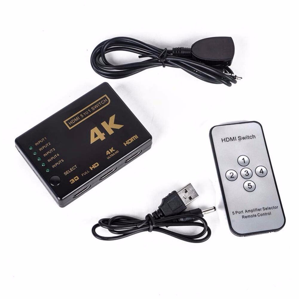 Mini 5 x 1 port hdmi switch switcher hdmi splitter hdmi port 1080p video 4 kx 2k hub uhd hdmi adapter conventer för dvd psp hdtv
