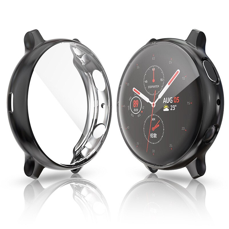 Compatibel met samsung galaxy watch active hoesje zachte tpu bumper volledige rondom screen protector galaxy watch active 40mm sm -r500: Zwart