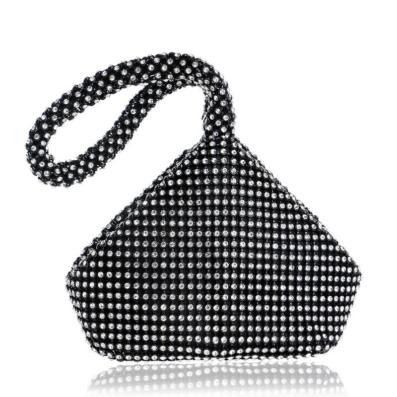 pearl hand bags women brilliant lady purses and handbags luxury diamond clutch bags borsa elegante donna: Crystal Black