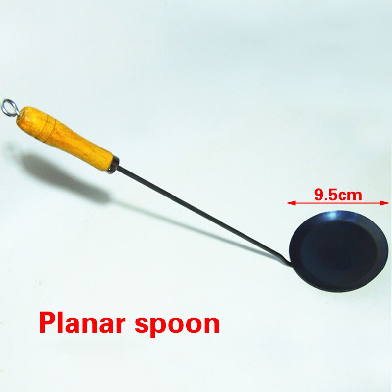 Cuillère à friture pour beignets, huile, Baba, cuillère en fer Durable, Portable, fer à la main, antiadhésif, louche, Wok, spatule pour aliments: 9.5cm Planar spoon