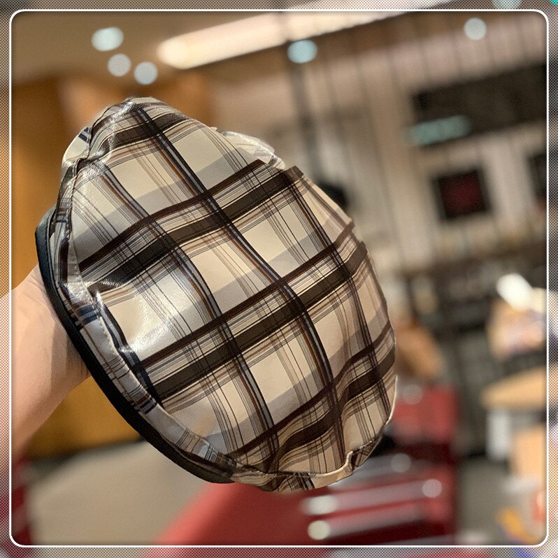 202008- banjian 27 britiske plaidwaterproofpvc belegg streetberetat menn kvinner fritid maleren hatt