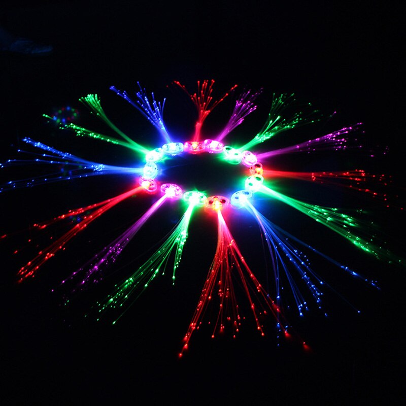 5Pcs Flash LED Hair Light Emitting Fiber Optic Braid Plait Luminous Hair Wig KTV Halloween Hair Accessories Party Prom Supplies