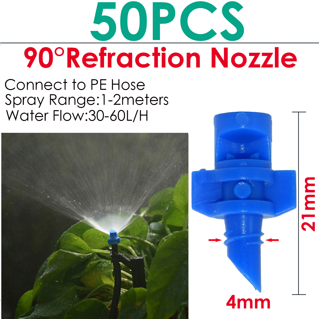 Sprycle Tuin 1/4 ''Gieter Sprinkler Druppelaar Druppelaar Irrigatie Kas Verstelbare Nevel Emitters Micro Spray Roterende Mondstuk: plum