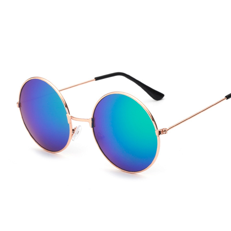 Retro Round Pink Sunglasses Women Brand Sun Glasses For Male Alloy Mirror Female Oculos De Sol Black: GoldGreen