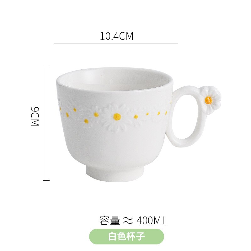 Ceramic Tableware Dishes And Plates Sets Small Daisy Underglaze Home Dinner Food Salad Bowl Western Cup Dessert Steak Tray Plate: White cup