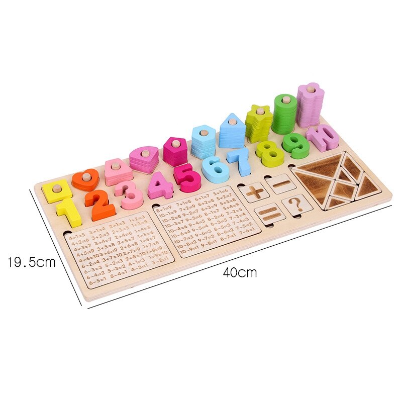 Wooden Toys Preschool Learn To Count Geometric Shape Cognition Matching Baby Early Education Teaching Aids Math Toy