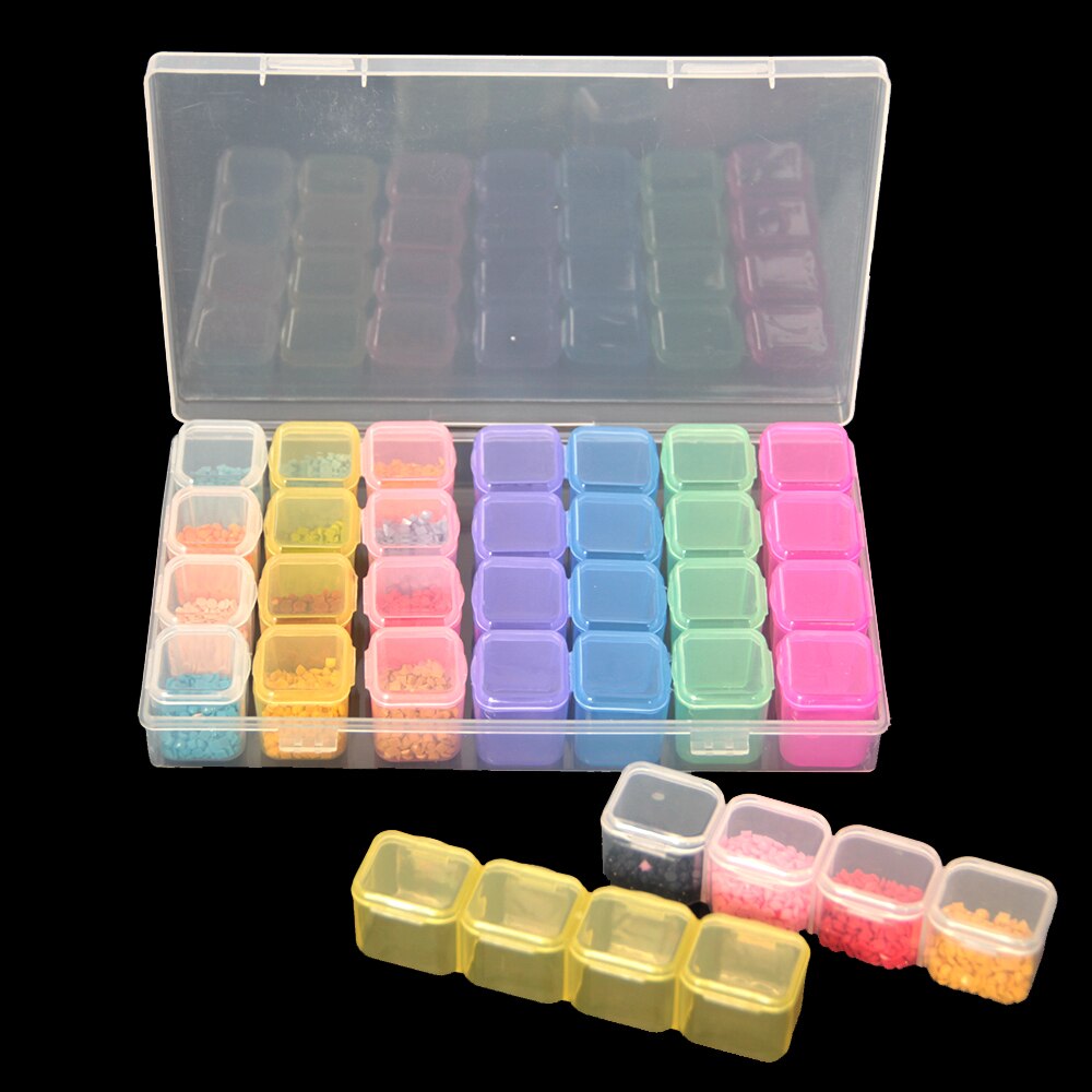 8/28Grid Transparent Plastic Suitcase Diamond Bead Container Storage Box Tool Nail Art Rhinestone Mosaic Organizer Accessories