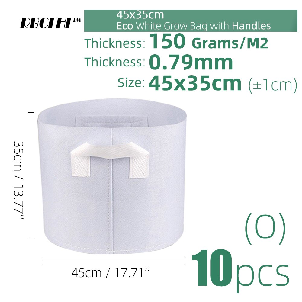 RBCFHI 24 tipos de bolsas de cultivo de tejido económico blanco aireación macetas no tejidas Control de raíces planta contenedor Bolsa plantación de jardín doméstico: 45x35cmx10pcs