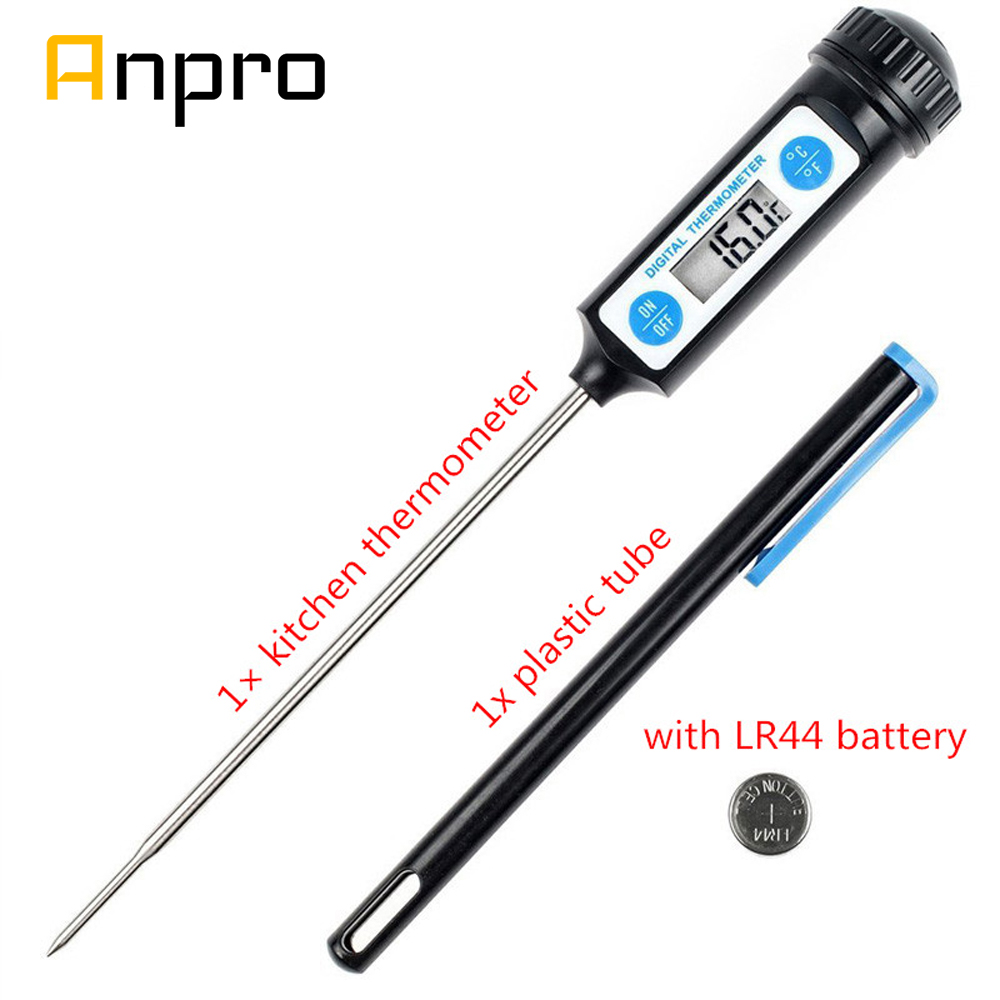 Anpro-termómetro Digital electrónico para alimentos, medidor de temperatura para cocinar pasteles, dulces, barbacoa, carne, hogar, con sonda larga