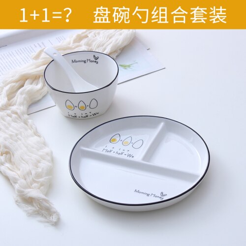 Vajilla para desayuno para una persona, plato de cerámica para pérdida de peso para niños, tres compartimentos: Three piece egg set