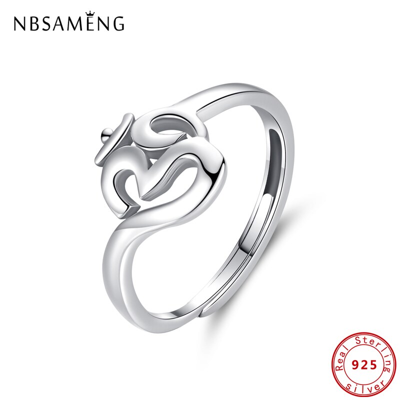 Authentic 100% 925 Sterling Silver Om Symbol Adjustable Finger Rings For Women Luxury Fine Jewelry