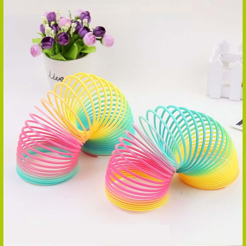 Magic Plastic Smile Rainbow Spring Colorful Circle Coil Elastic Ring Funny Toys For Early Development Educational