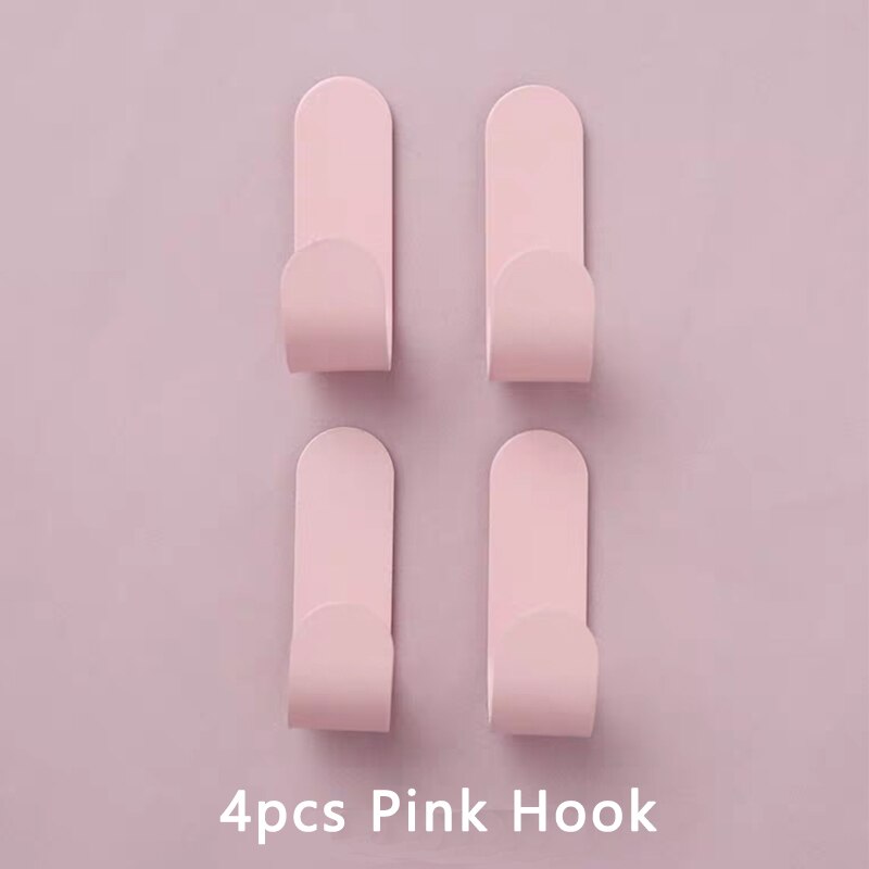 WV 4 Uds colgador de pared para ropa, gancho decorativo bonito y , ganchos para colgar en la pared, sin perforaciones, utensilio para pegar en la ropa: 4pcs Pink Hooks