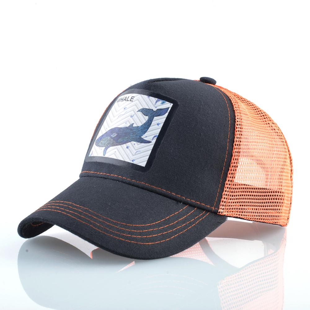 Ballena equipada gorra de béisbol Snapback de de verano sombrero de camionero gorra al aire libre de malla de gorros de Hip Hop para las mujeres Casual tapas: Orange