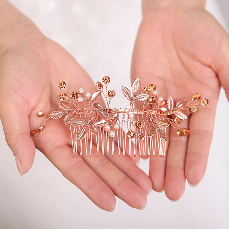 Wedding Hair Accessories Porcelain Flower Headband Tiara Crystal Pearl Headwear For Brides Women Headpieces Crown Bridal Jewelry