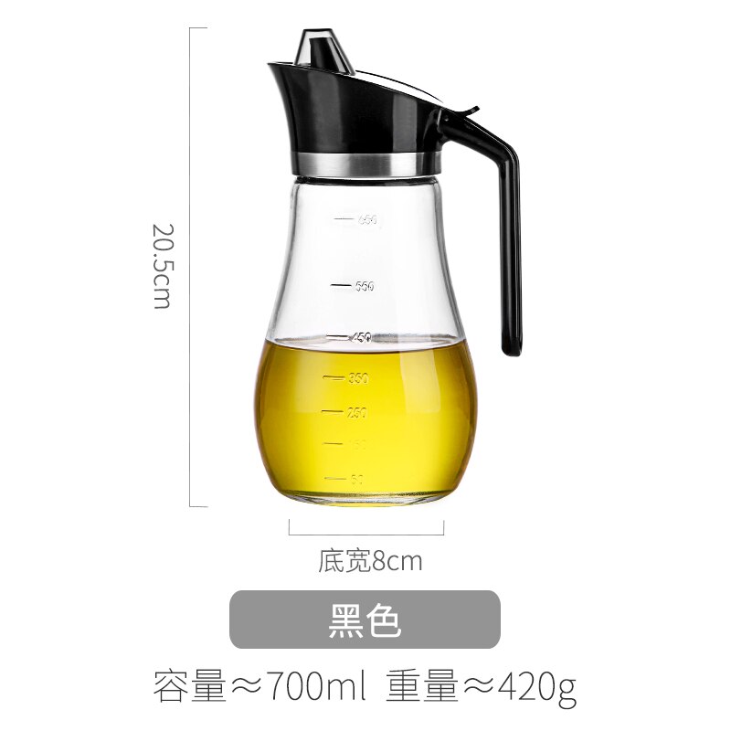 Olej i dozownik robić octu butelka nalewanie zasobnik robić oleju zestaw butelka oleju zbiornik paliwa szkło szczelne przybory kuchenne pojemnik na przyprawy: czarny
