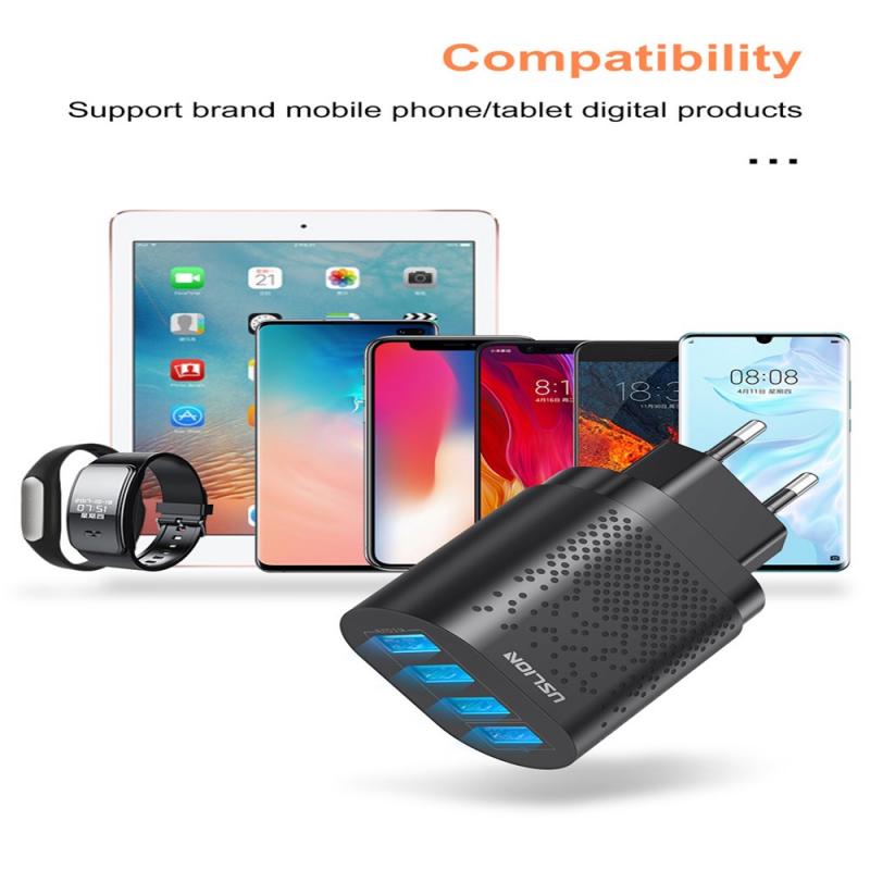 Adaptateur de Charge rapide EU/US, 4 Ports USB, Hub QC3.0, adaptateur mural pour téléphone portable