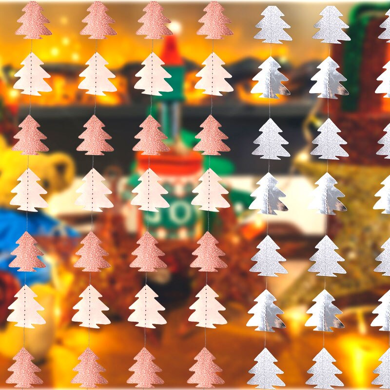 Guirnalda de árbol de Navidad de papel de 4m, adorno de Navidad, pancarta de pared, decoración colgante, bricolaje, boda, de cumpleaños, Navidad, Año
