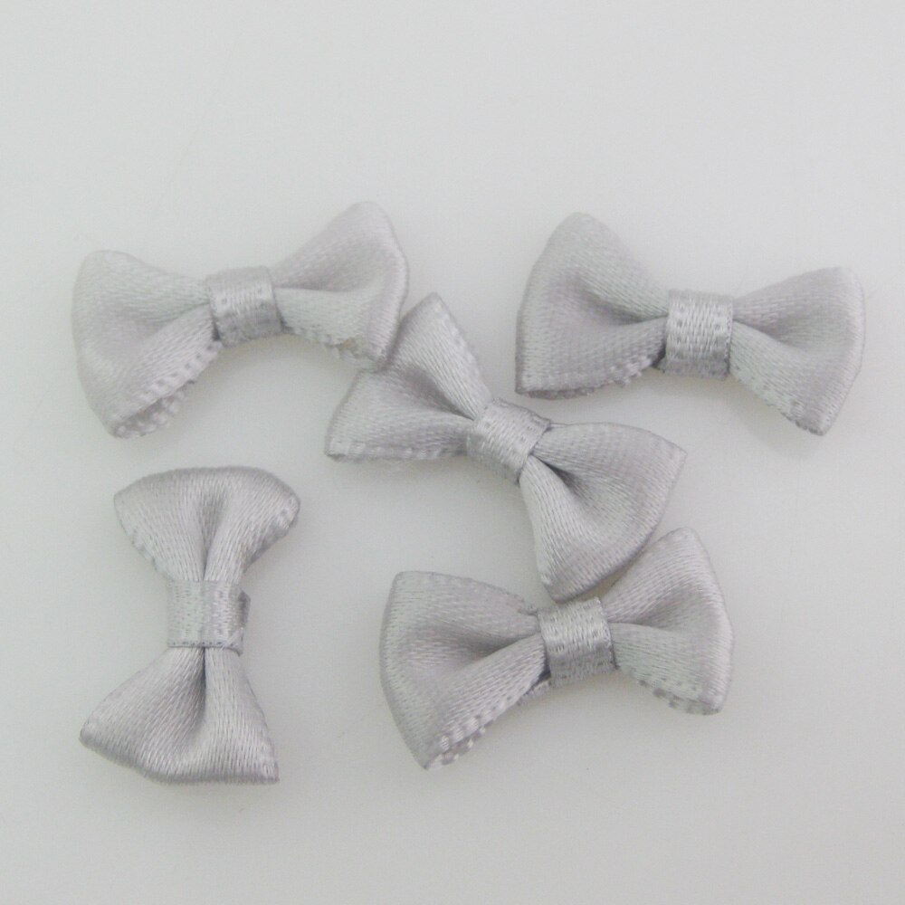 50Pcs 2CM long Line Shape Small Bows Satin Ribbon Knotted 35 Colors Cute Bowtie Clothes Headwear Ornament: WHITE