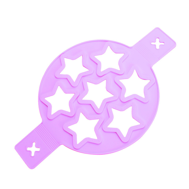 Egg Ring Non-stick Silicone Round Egg Ring Pancake Mold Reusable Silicone Non-stick Pancake Machine Egg Ring Machine (1PCS): 1pc stars 7 holes
