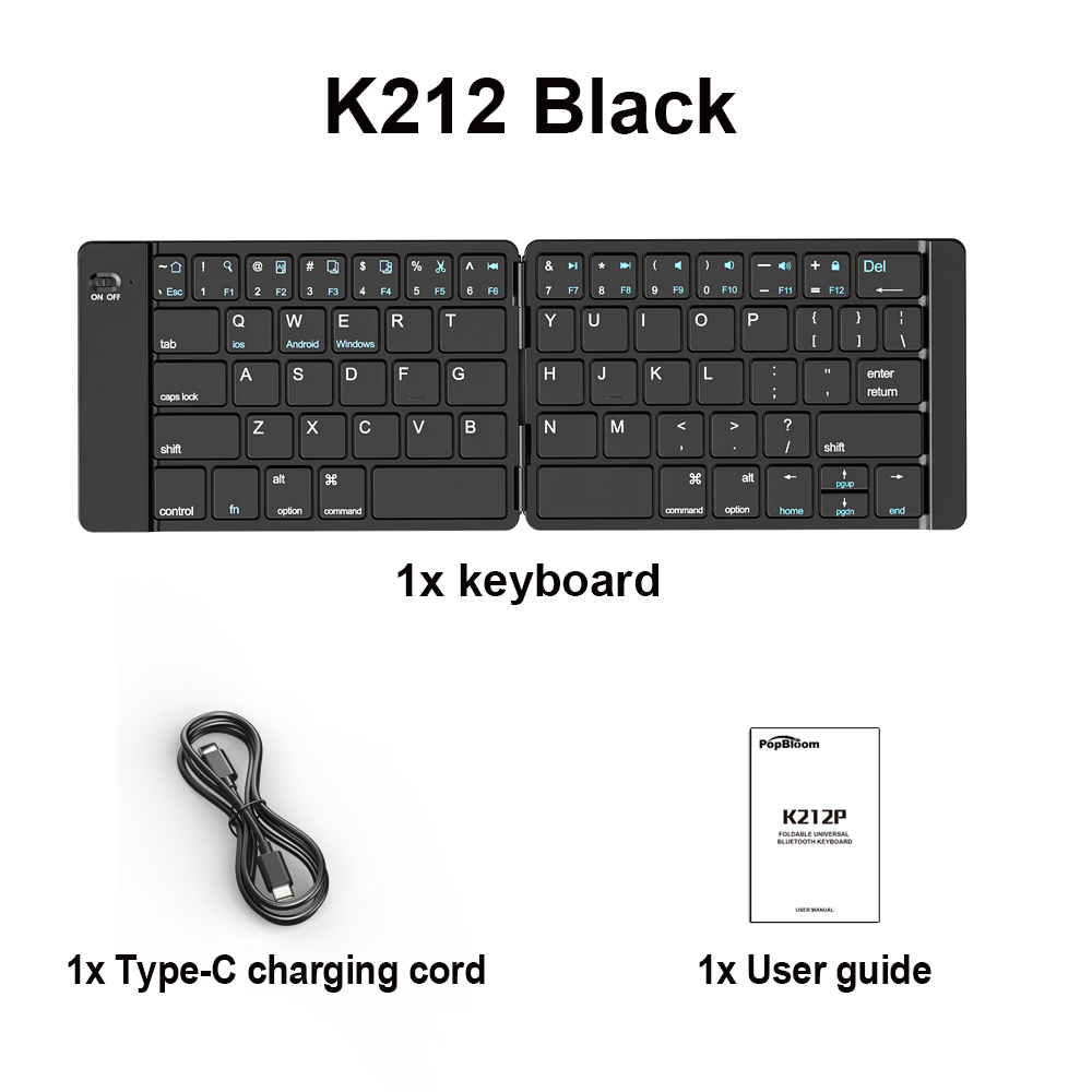 Mini Foldable Keyboard Rechargable Portable Travel Bluetooth Wireless Folding Keyboard for iOS Android Windows PC Tablet