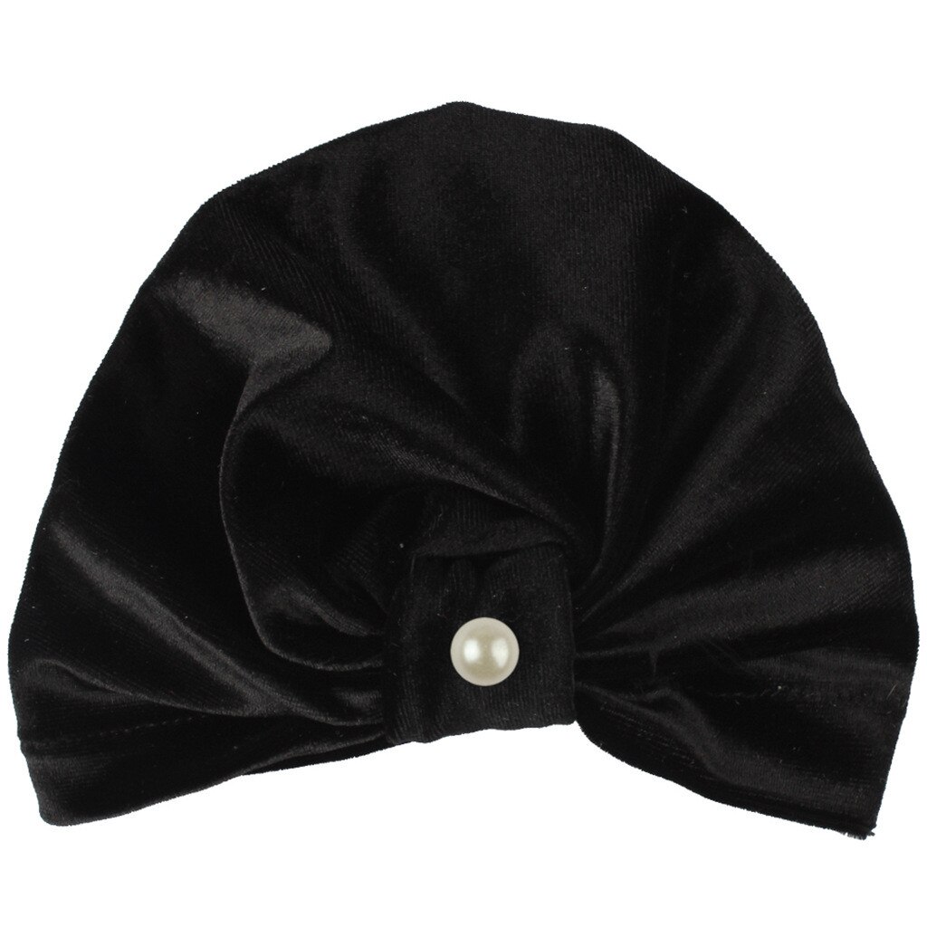Gorro indio dorado de terciopelo con nudo para niños, Bandanas para niñas y bebés, turbante, diadema con bandas para la cabeza del cabello, accesorios, gorro, Z301: BK