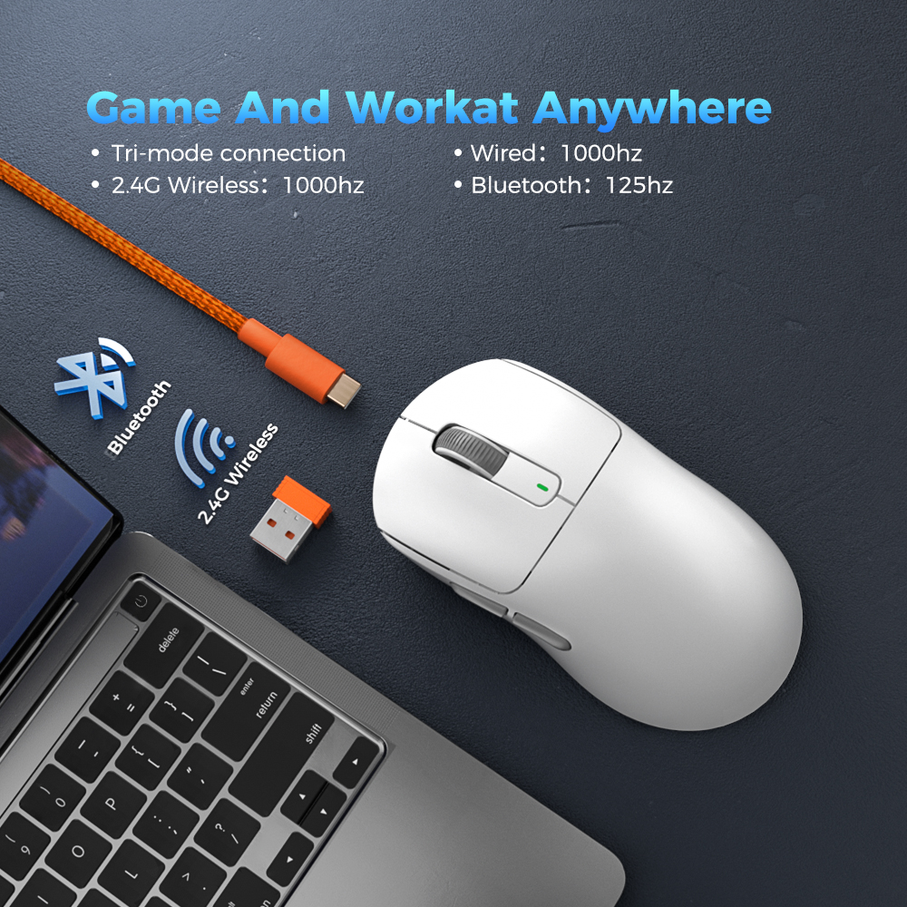 Kysona M600 PAW3395 Weiß Wireless Gaming Esports Maus 55g 26000DPI 6 Tasten Optische PAM3395 Computer Mäuse Für Laptop PC