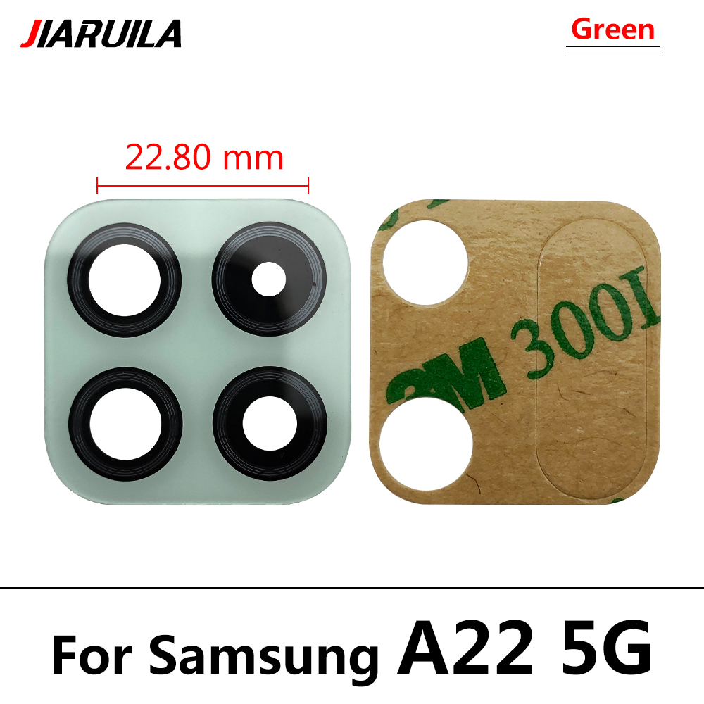 10 Stks/partij, achter Terug Camera Glazen Lens Voor Samsung A22 4G A225F / A22 5G A226B Camera Glas Met Lijm lijm: A22 5G Green