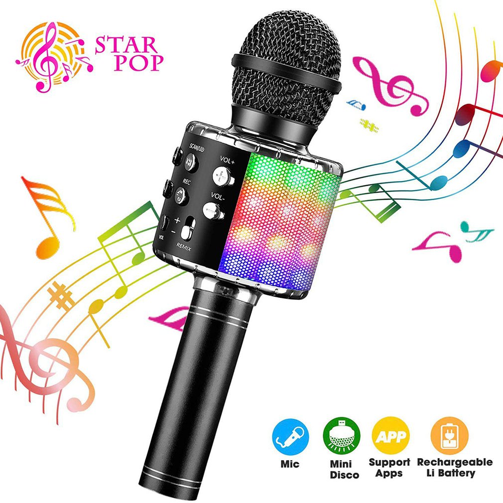 Bluetooth Karaoke Microphone Wireless Microphone Professiona Speaker Handheld Microfone Player Singing Recorder Mic