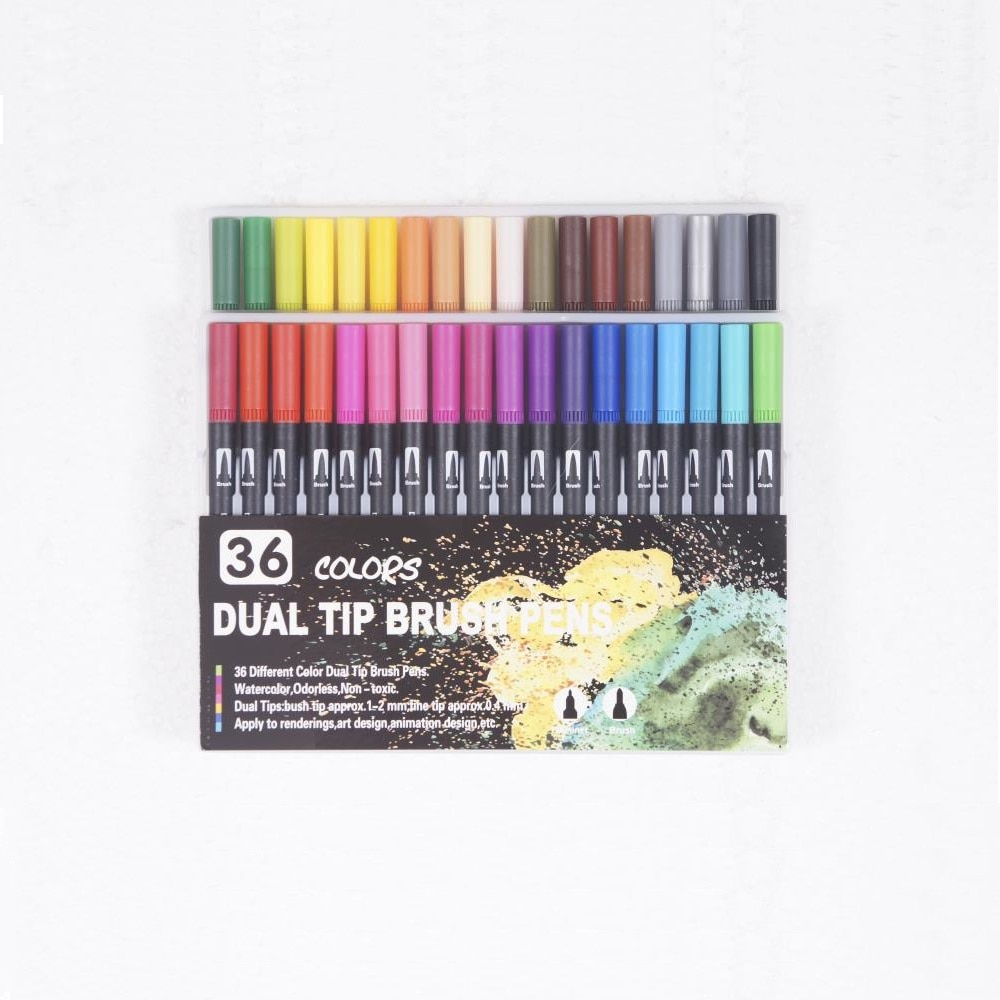 100 Colors Fine Liner Dual Tip Art Markers Watercolor Brush Pen Set For School Art Supplies Best Effect For Drawing And Painting: 36 Colors