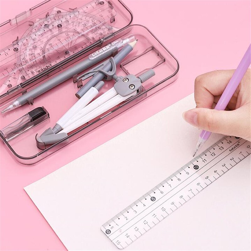 9pcs/set Drawing Compasses Drafting Straight Ruler Test Protractor Compass Tool Math Geometry Set Painting Tool