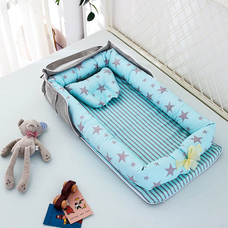Abnehmbare Baby Nest Bettwäsche Stoßstange Neugeborenes Reise Matratze Schläfer Zaun 85x45cm: 12