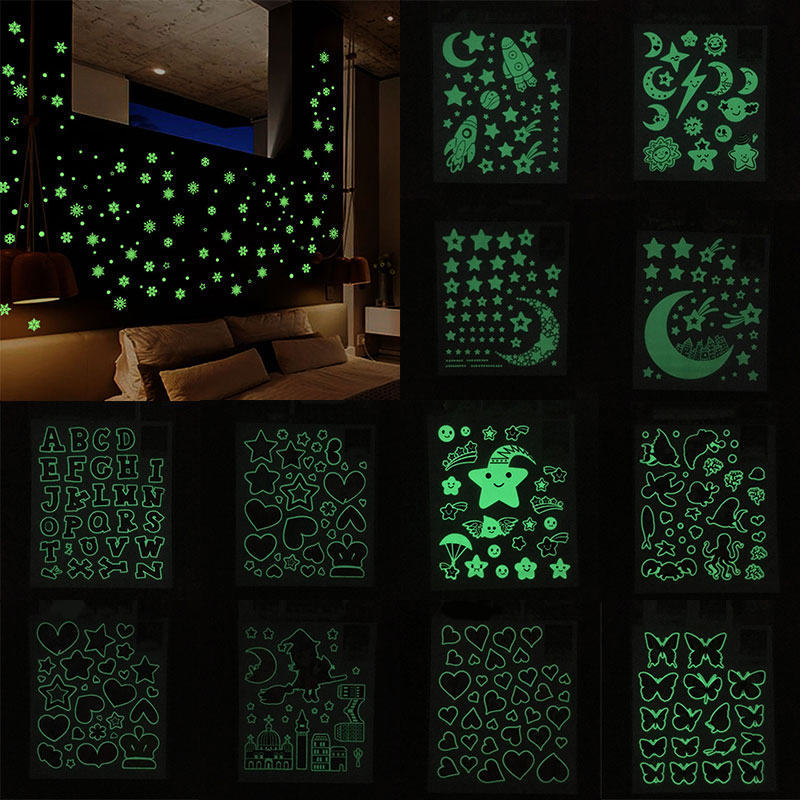 Fluorescent Wall stickers 3D Stars Dots Luminous DIY Wall Sticker Bedroom Kids Room Decoration Glow In Dark Animals Stickers