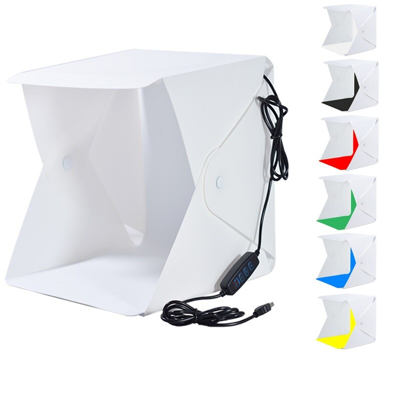 Mini caixa de iluminação dobrável de led, 22cm, luz de anel para fotografia, estúdio de fotografia softbox, mesa, fotografia, kit de caixa de luz de eva para telefone