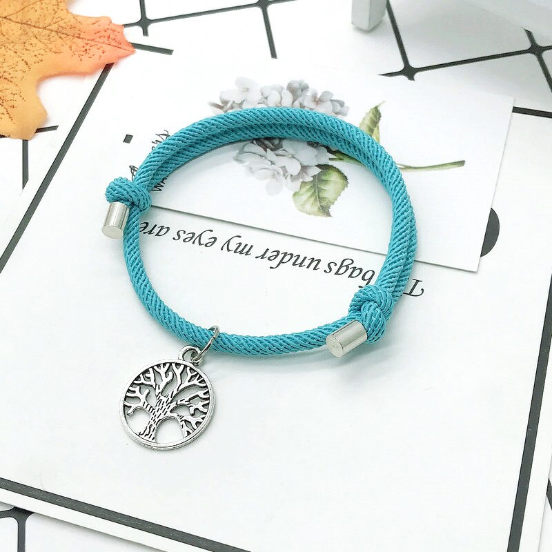 Moda pleciona lina drzewo życia uroku bransoletki mężczyźni kobiety Handmade regulowana czerwona nić bransoletka para Braclet prezent dla najlepszego przyjaciela: sea blue