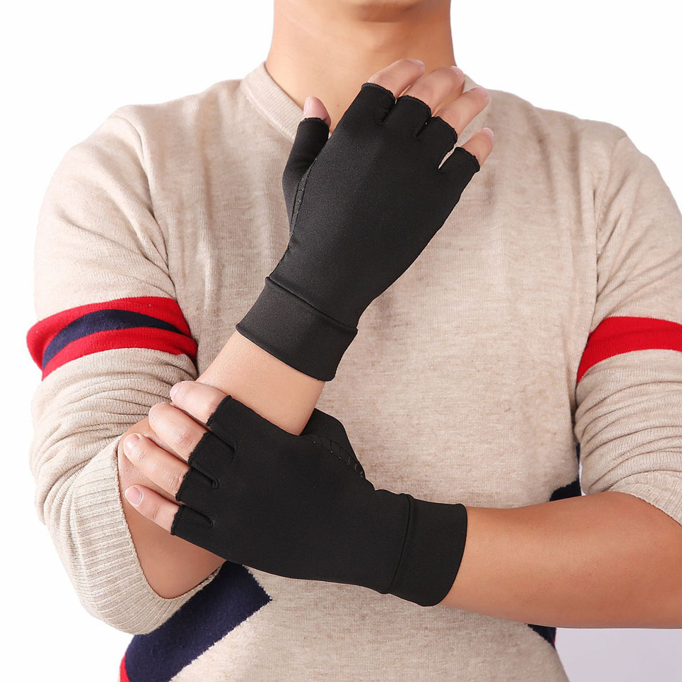 1 Paar Vrouwen Mannen Katoen Elastische Hand Artritis Gewrichtspijn Opluchting Handschoenen Therapie Open Vingers Compressie Handschoenen