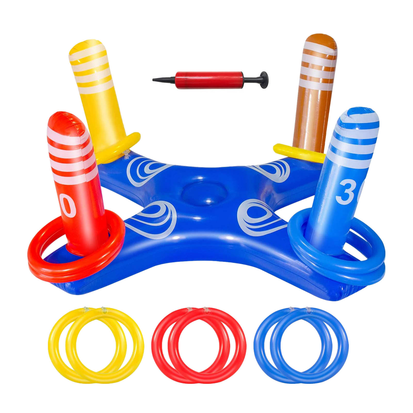 Inflatable Ring Toys Swimming Pool Floating Ring Summer Water Beach Cross Ring Toss Game With 6PCS Rings For Children Adults: Default Title