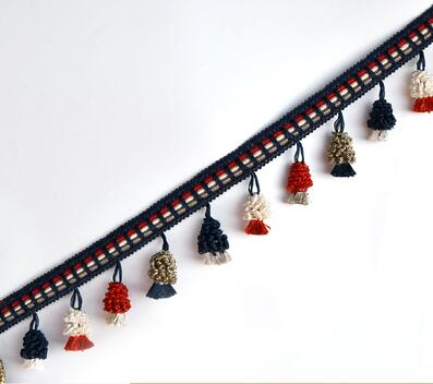 Borla de flecos de algodón de 1 metro y 7cm, cinta decorativa para borde de encaje, costura artesanal, cortina de ropa bordada, adornos de apliques: 7