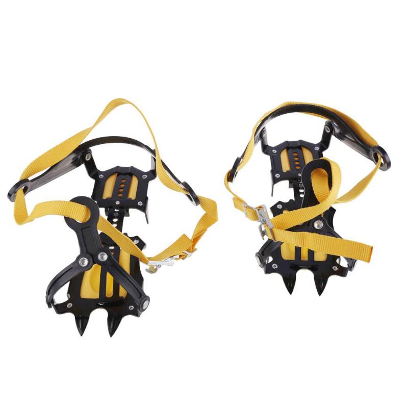 10 Studs Anti-Skid Crampon Stainless Steel Snow Ice Climbing Shoe Spikes Grips Crampons Size Adjustable Cleats Overshoes
