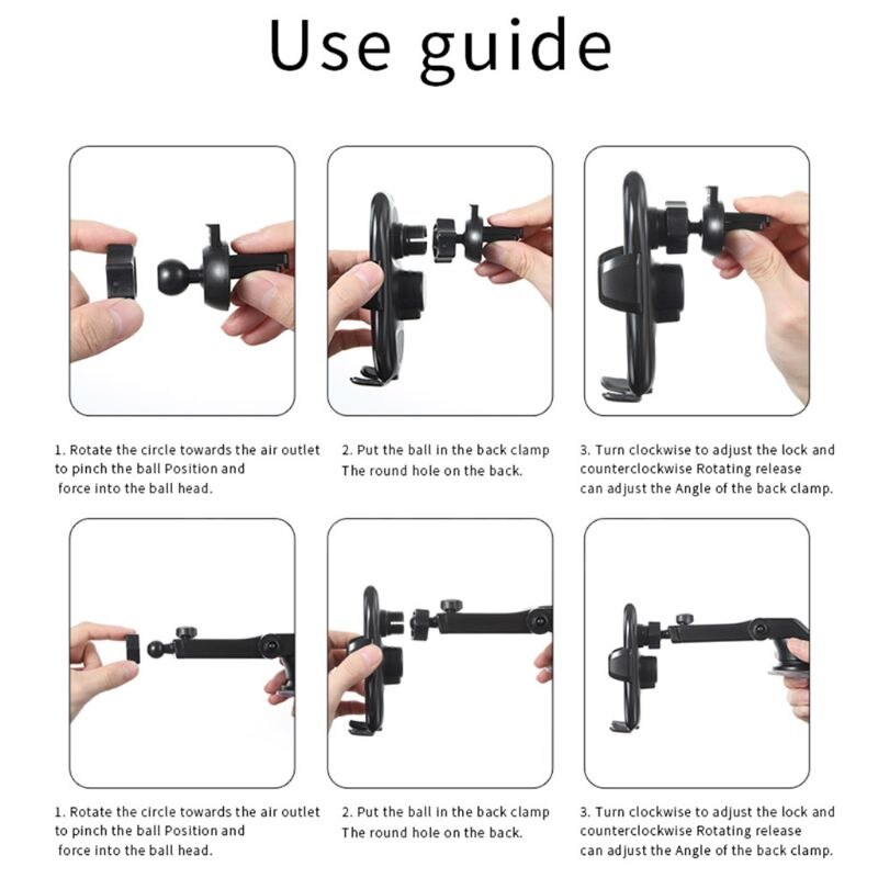 T6 Car Wireless Charging Phone Bracket Automatic Induction Cell Phone Mount Holder Stand Hands-free Cradle Firmly Fixed