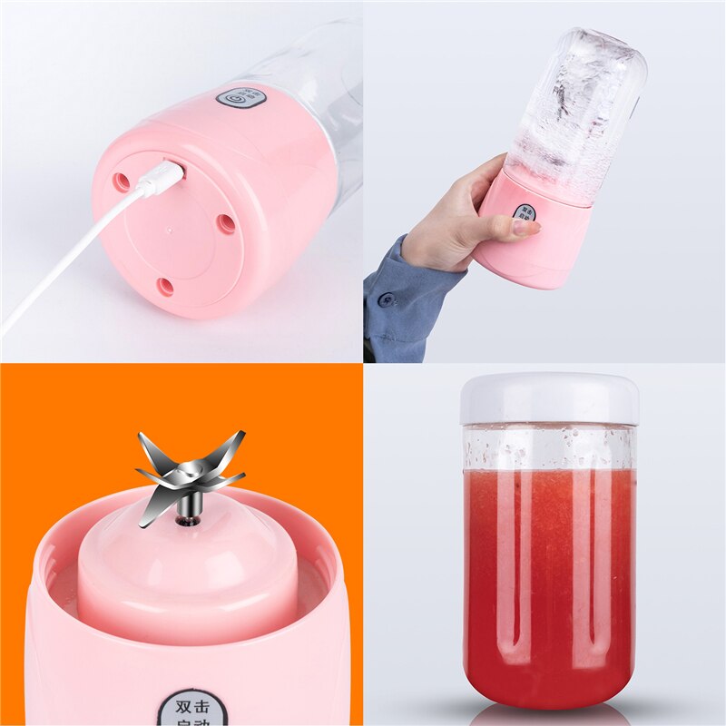 Bærbar Juicepresse 300ml - USB Oppladbar - mini Reiseflaske - Elektrisk Fruktmikser