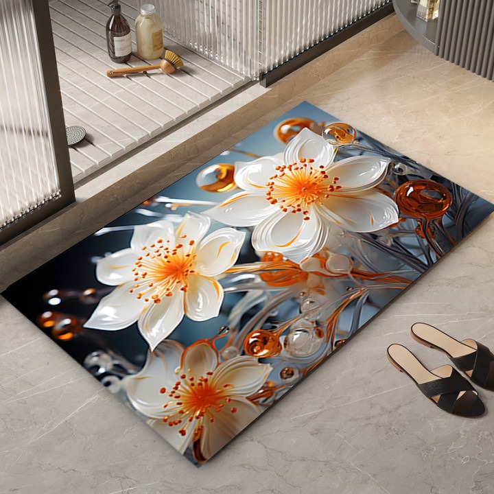 Décoration de la maison salle de bain tapis de sol absorbant chambre salon entrée tapis maison cuisine imprimé tapis de sol: 1000 millimètres x 1000 millimètres / WHITE