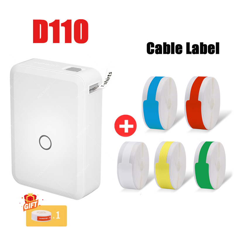 Niimbot D110 Mini Thermal Label Maker Wireless Bluetooth Label Printer Available for Phone Office Home DIY Price Date Sticker: D110 with 5 Cable