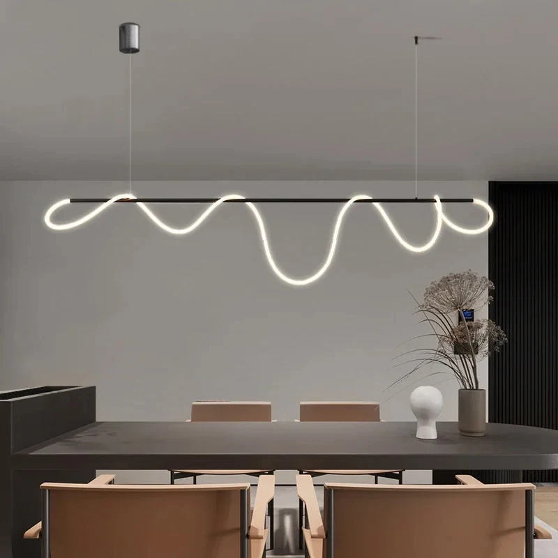 Moderne ledet-taklysekrone med lang slange til bord, spisestue, kjøkken, hengende 100cm- pyntet lampe til hjemmedekorasjon