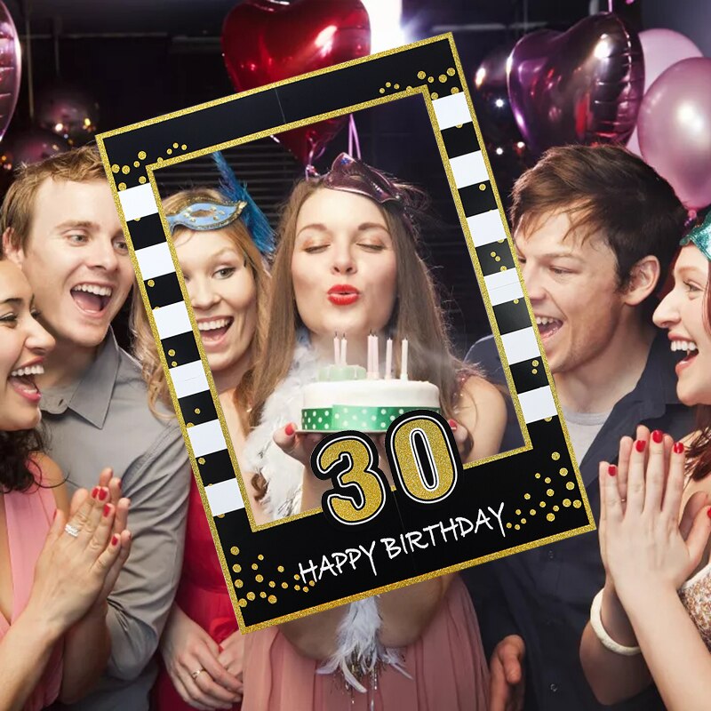 1/18/30/40/50/60th 21st Frame Photo Booth Props Happy Birthday Wedding Favors DIY Anniversary Party Decoration Photobooth 1Pcs