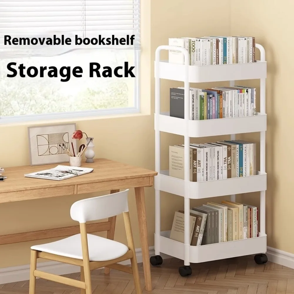 Boekenplankopslagwagen Mobiele keukenwagen Organizer met wielen Kloof Mobiele boekenplankwagen Huishoudelijke snacks Opbergrek