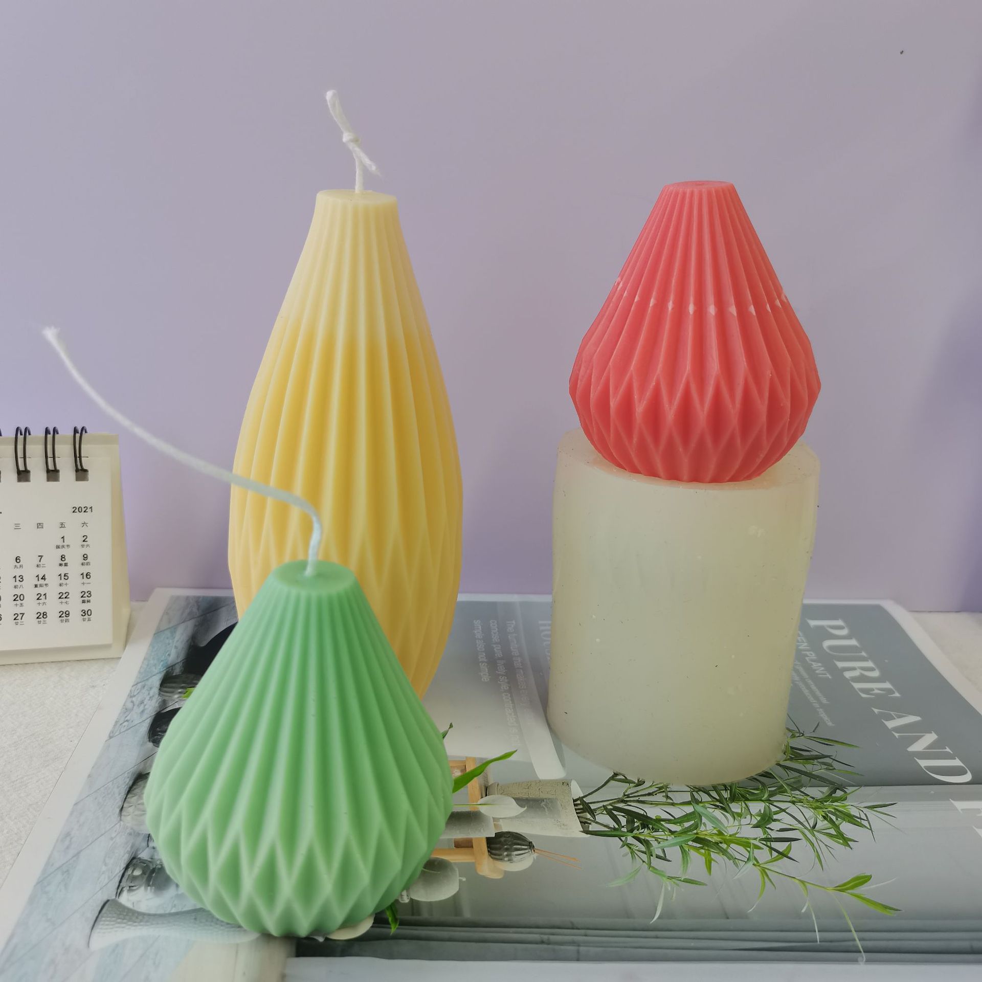 Moldes para velas DIY, molde de silicona perfumado, adorno de vela hecho a mano, ventilador en forma de pera, florero de linterna de Origami, molde de jabón de modelado