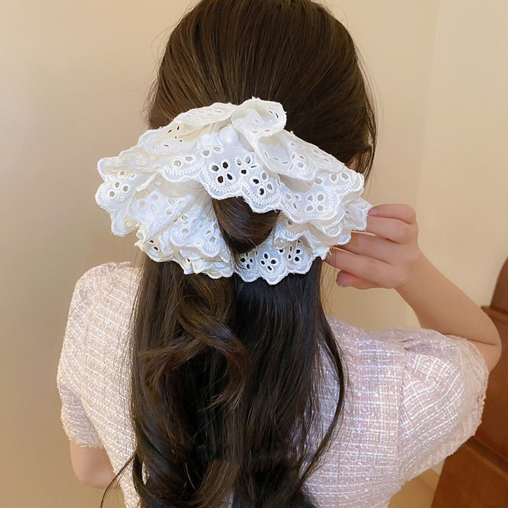 Oversized Lace French Hair Scrunchie For Women Elastic Ponytail Holder Headbands Korean Hair Bands Elastic Hair Accessories